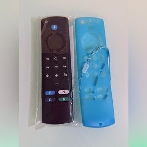 Amazon Black Fire Stick Replacement Remote with Blue Silicone Case 2 pc set